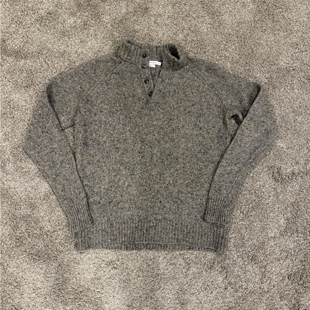 Peter Millar Green/Brown Speckled Turtleneck Sweater, quarter button